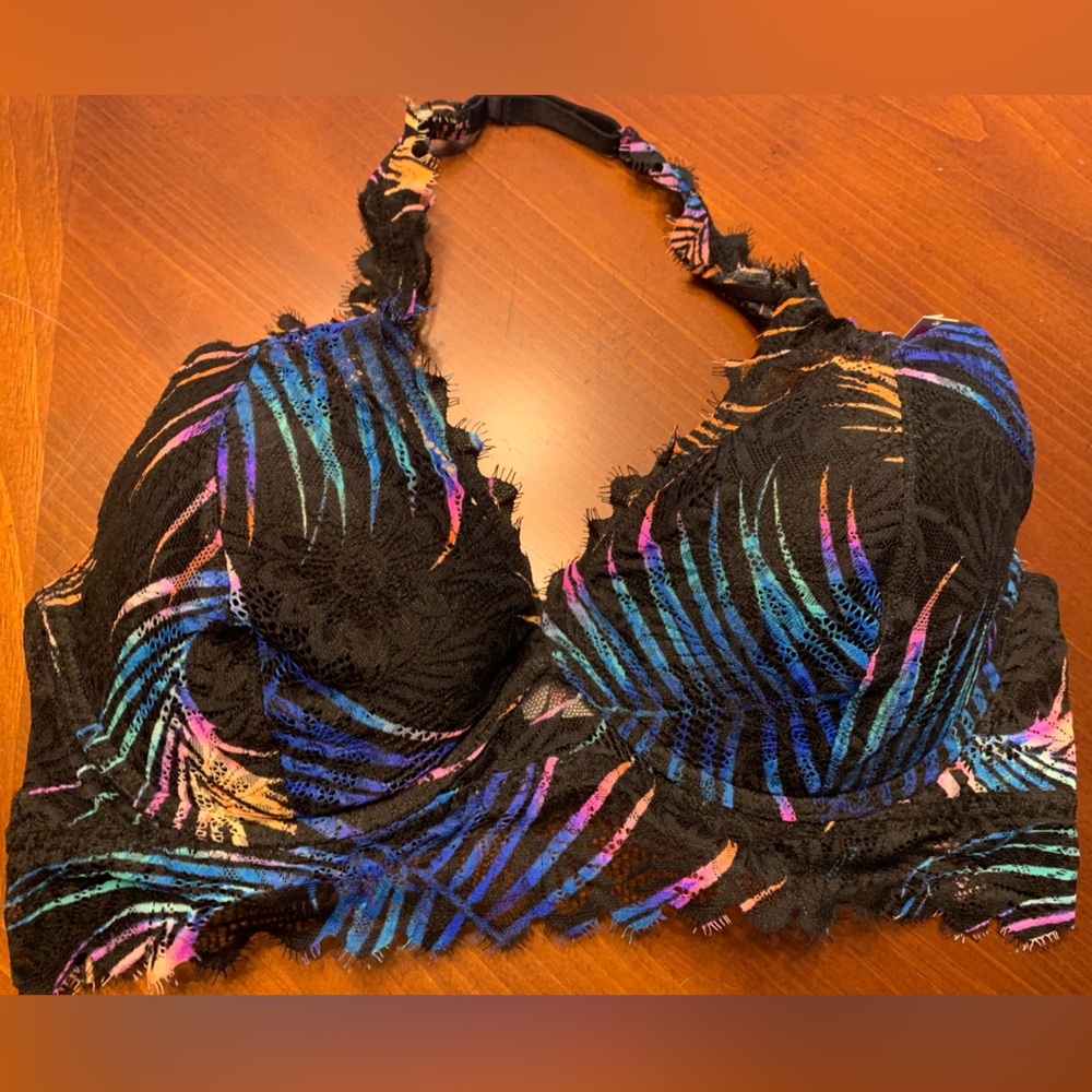 NWT PINK Victoria’s Secret Tropical lace Bralette Lightly Lined Large